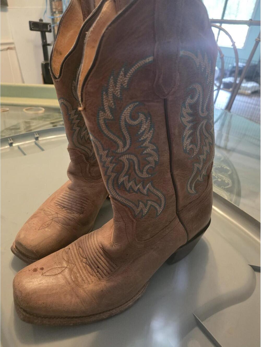 Nocona Bluebonnet L5009 Women’s 7 1/2 B Leather Tan Western Cowboy Cut Toe Boots